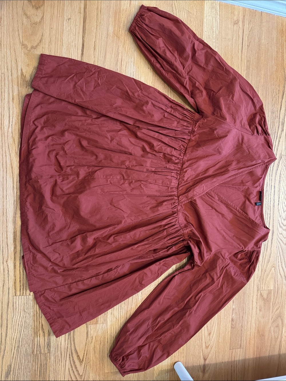 Asos Design Rust Red Long Sleeve Babydoll Dress